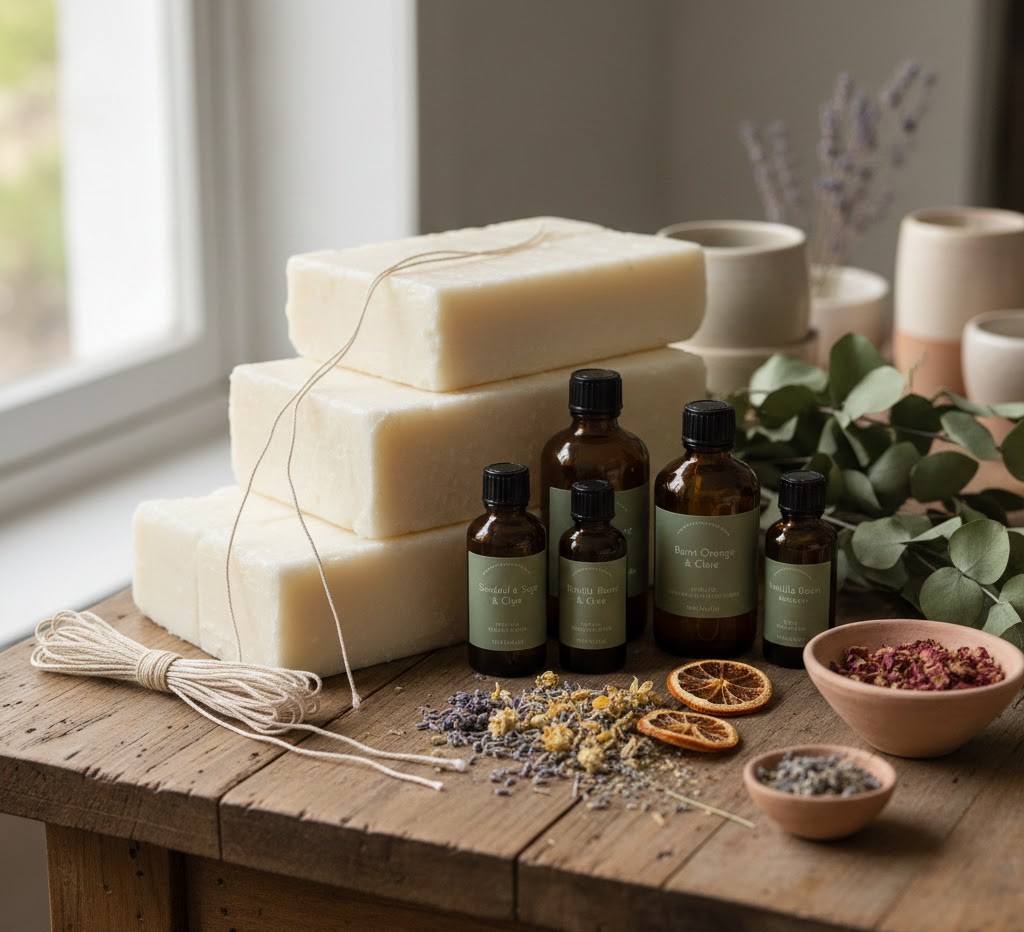 High quality candle making materials displayed